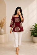 Maroon Mandala Print Short Kurti