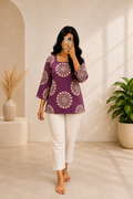Plum Printed Cotton Kurti