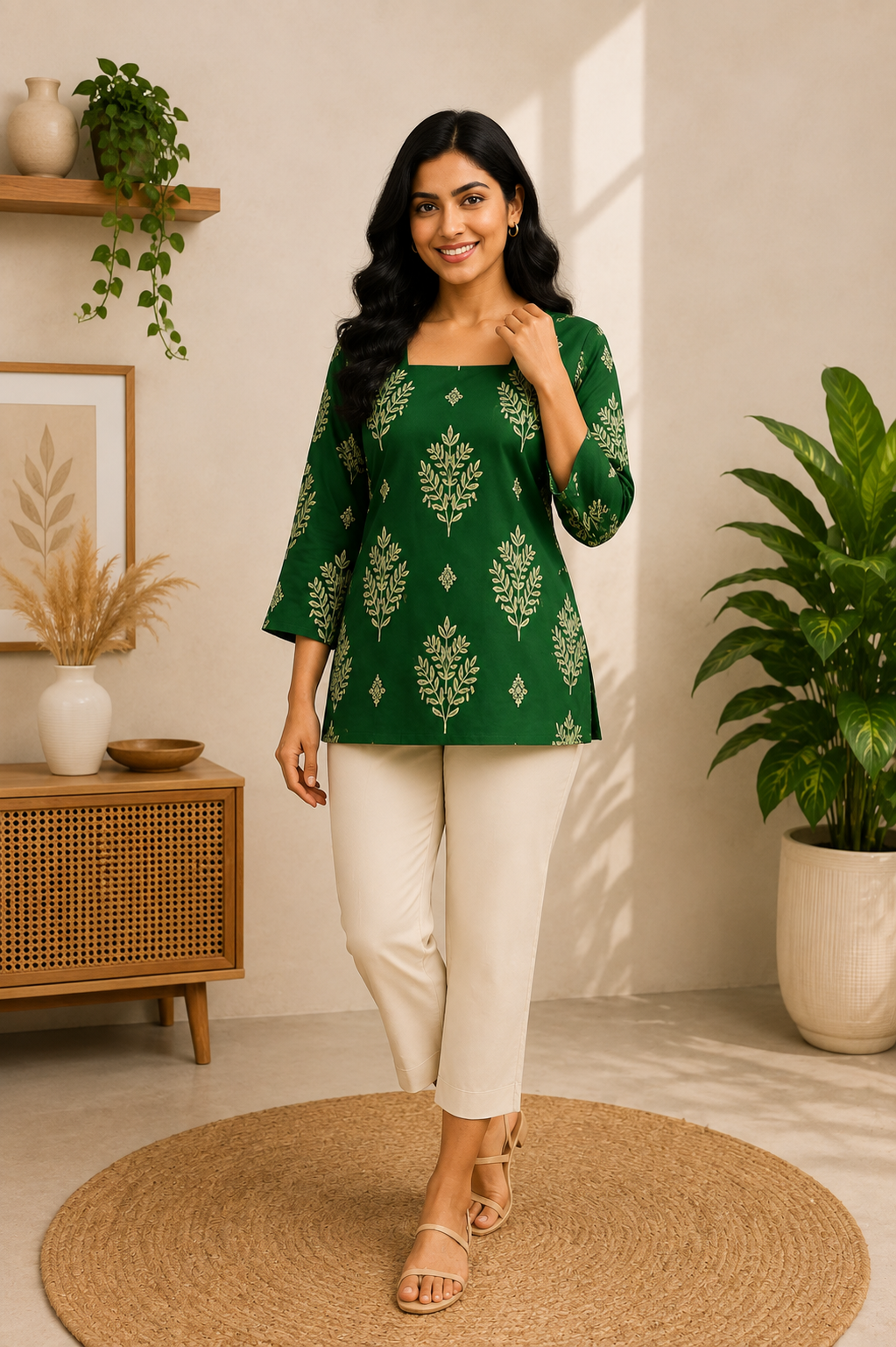 Elegant Green Floral Kurti