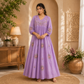 Lavender Bloom Floral Embroidered Anarkali