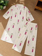 White Tulip Printed Kurta Palazzo Set