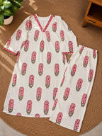 Ivory Floral Printed Kurta Palazzo Set