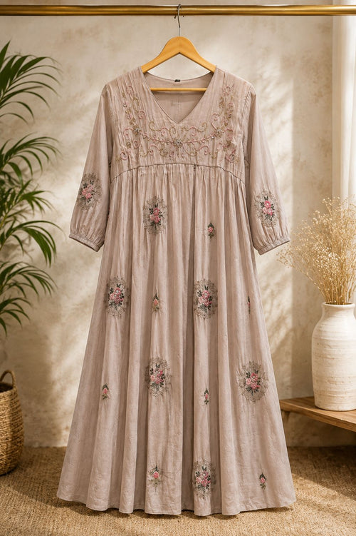 Blush Pink Floral Anarkali Dress