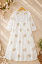 White Floral Printed Maxi Dress