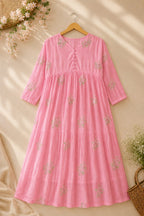 Pink Floral Printed Tiered Maxi Dress
